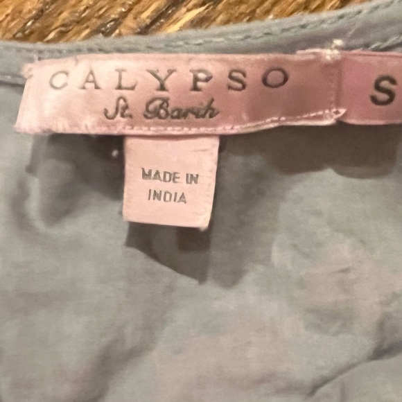 Calypso St Barth Gray Neon Pink Embroidered Boho Spanish Style Top Shirt S - Picture 6 of 7